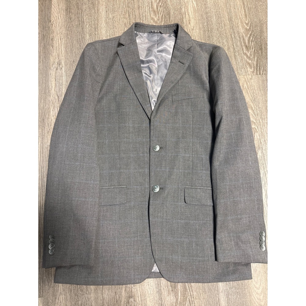 Ben Sherman Mens Gray Glen Plaid Two Button Blazer Jacket Size 38R SC013-BURGE
